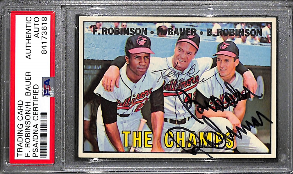 (6) Vintage Signed Cards - 1940 Playball Lonny Frey, 1960 Burdette/Spahn, 1961 Fleer Sewell, 1967 Topps B. Robinson, 1967 & 1968 E. Mathews  - JSA Auction Letter