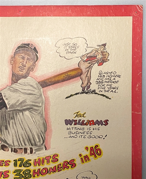 1947 15x20 Louisville Slugger Ted Williams Original Countertop Advertising Display (Stand on Back Never Opened, 6 Pinholes Around Edges)