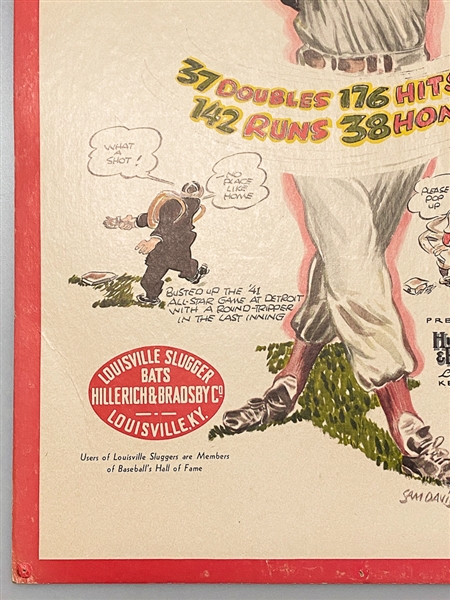 1947 15x20 Louisville Slugger Ted Williams Original Countertop Advertising Display (Stand on Back Never Opened, 6 Pinholes Around Edges)