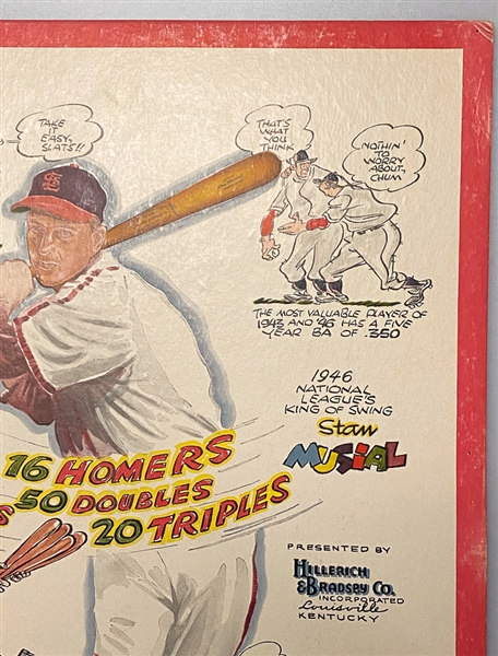 1947 15x20 Louisville Slugger Stan Musial Original Countertop Advertising Display (Stand on Back Never Opened, 6 Pinholes Around Edges)