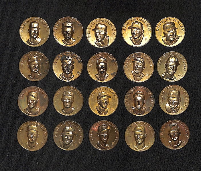1969 Citgo Baseball Coins - Complete Set of 20 All Stars (inc. Pete Rose and Hank Aaron)