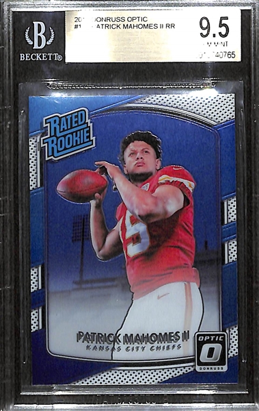 2017 Patrick Mahomes Donruss Optic Rookie Card Graded BGS 9.5 Gem Mint.  HOT ROOKIE CARD!