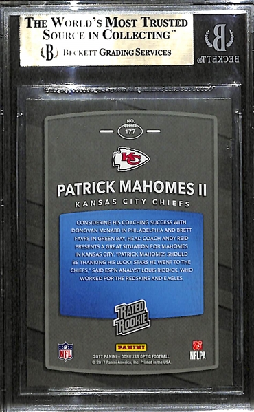 2017 Patrick Mahomes Donruss Optic Rookie Card Graded BGS 9.5 Gem Mint.  HOT ROOKIE CARD!