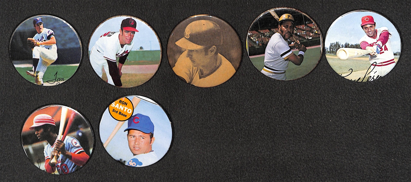 Lot of (17) 1960s-1970s Baseball Player Pins Inc. (2) Willie Mays (Mets), Hank Aaron, Noaln Ryan, Mike Schmidt