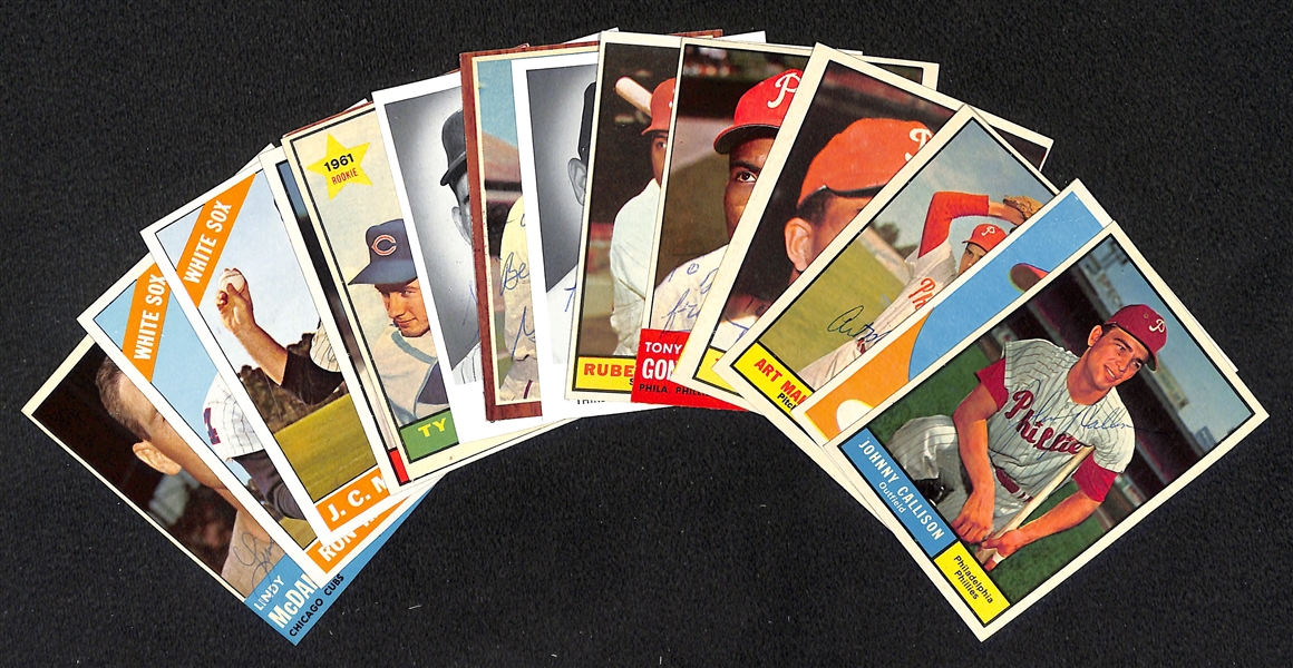 Lot of (15) Phillies, Cubs, White Sox Signed Vintage (1960-66) Cards (inc. Mauch, Callison, Mahaffey, Amaro, Gonzalez, Freese, Hansen, Averill,+) - JSA Auction Letter