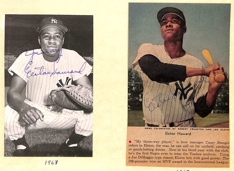 Over (50) Signed 1960s Yankees Photo Cards and Clippings w/ (4) Elston Howard (Rare), (2) Houk, (3) Kubek - JSA Auction Letter