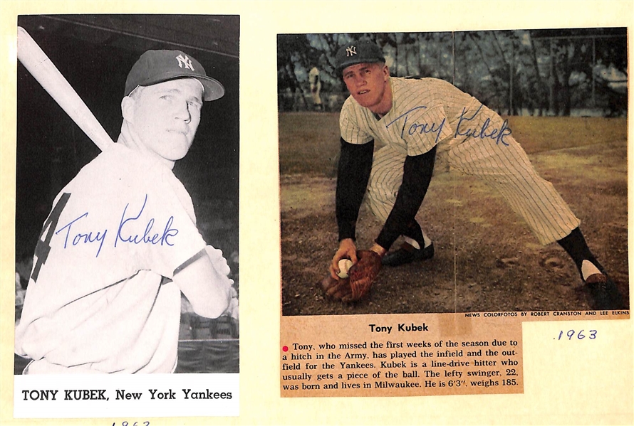 Over (50) Signed 1960s Yankees Photo Cards and Clippings w/ (4) Elston Howard (Rare), (2) Houk, (3) Kubek - JSA Auction Letter