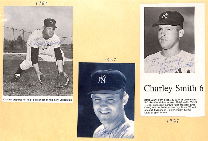 Over (50) Signed 1960s Yankees Photo Cards and Clippings w/ (4) Elston Howard (Rare), (2) Houk, (3) Kubek - JSA Auction Letter