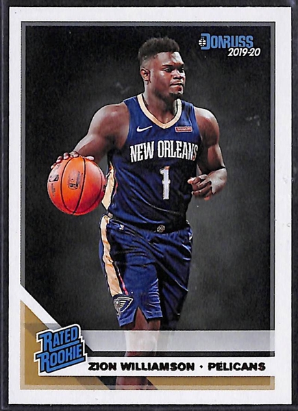 Lot of (8) Zion Williamson 2019-20 Rookie Cards (6 Prizm, Donruss, Hoops)