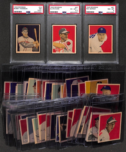 Lot of (47) 1949 Bowman Cards (Many High-Grade & Pack-Fresh Cards) Inc. 3 PSA-Graded Cards)