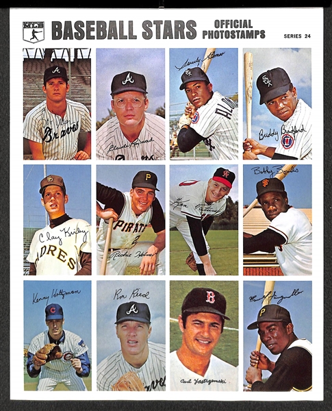 RARE 1970 Baseball Stars Photostamps Series 19-25 on Full Sheets w/ Pinella, N. Ryan, R. Jackson, Yaz, Carlton
