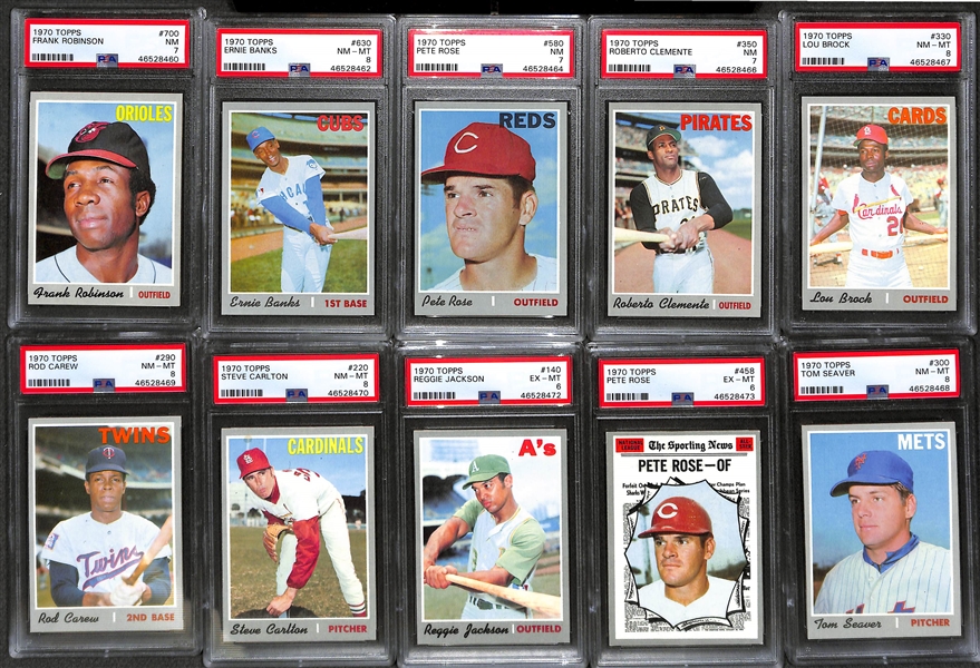 1970 Topps High-Grade Complete Set (Missing 2 Cards Listed Above) - Mostly Pack Fresh Cards w/ 10 PSA Graded Cards