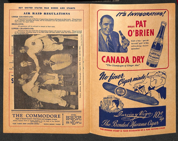 Yankees Score Card & Ticket Stub to 1942 WW2 Army-Navy War Benefit Game (Babe Ruth Famous Exhibition Home Run Off Walter Johnson) August 23, 1942 (Ruth hit 2 Homers!)