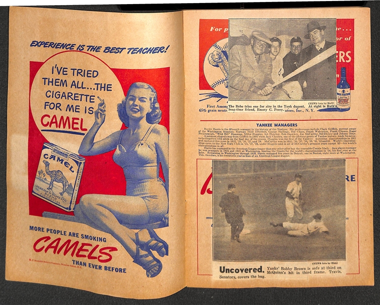 RARE Babe Ruth Day Yankees Score Card & Ticket Stub w/ Clippings on Score Card - April 27, 1947 