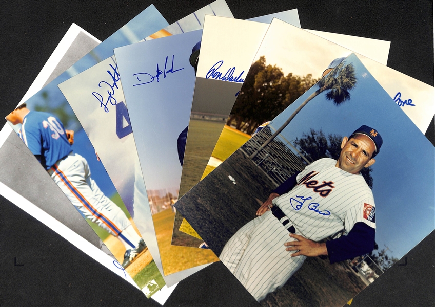 Lot of (7) New York Mets 8x10 Signed Photos w. Yogi Berra, Dave Cone, Ron Darling, + - JSA Auction Letter