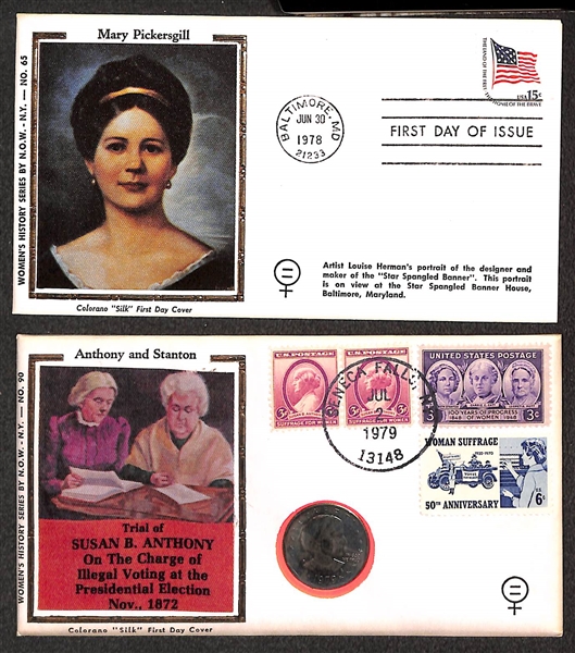 Lot of 4 - 1979 Susan B. Anthony First Day Covers & Coins and 1978 First Day Issue Mary Pickersgill