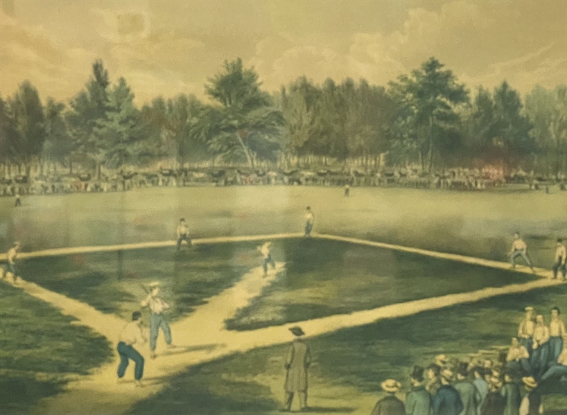 1930s Currier & Ives The American National Game of Base Ball Framed Lithograph