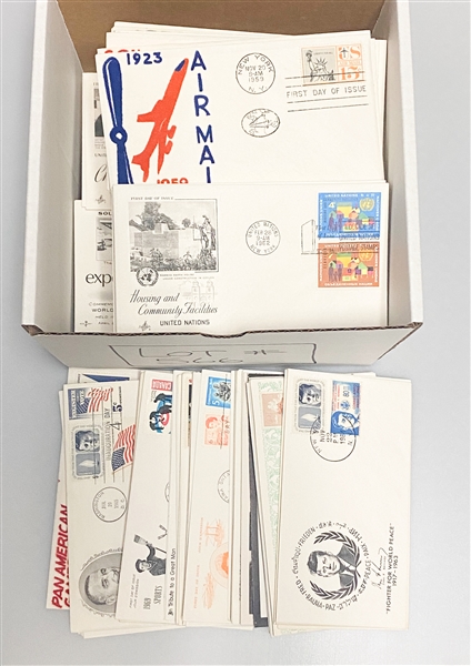 Lot of over (400) 1950s-1960s FDCs w. Sports, JFK, Space, Presidents, and Canadian Series