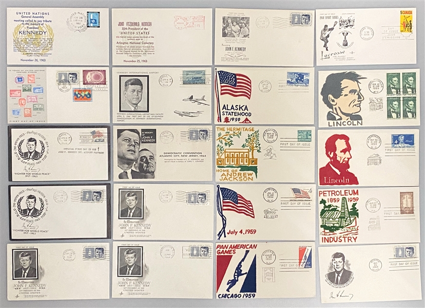 Lot of over (400) 1950s-1960s FDCs w. Sports, JFK, Space, Presidents, and Canadian Series