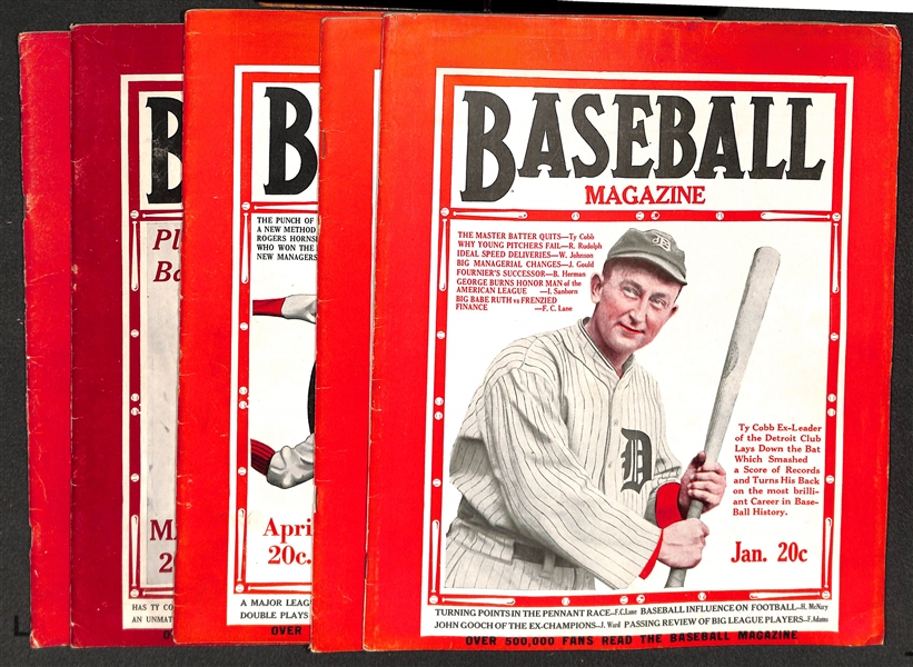 Baseball Magazine features an illustration of outfielder Ty Cobb