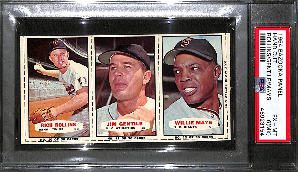 1964 Bazooka Panel - Willie Mays, Rich Rollins, Jim Gentile Graded PSA 6 (MK)