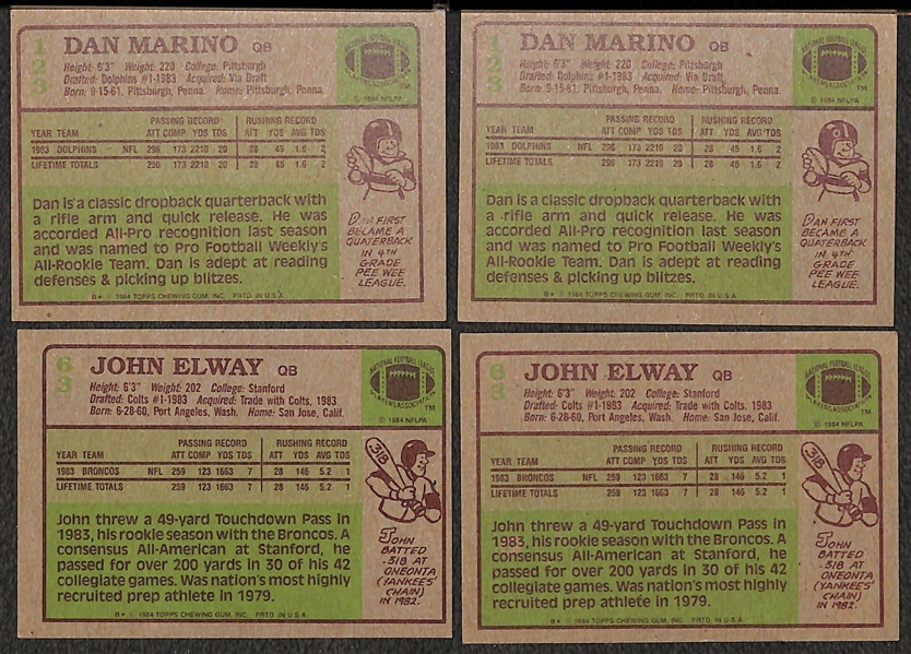 1984 Topps - (2) Dan Marino and (2) John Elway Rookies
