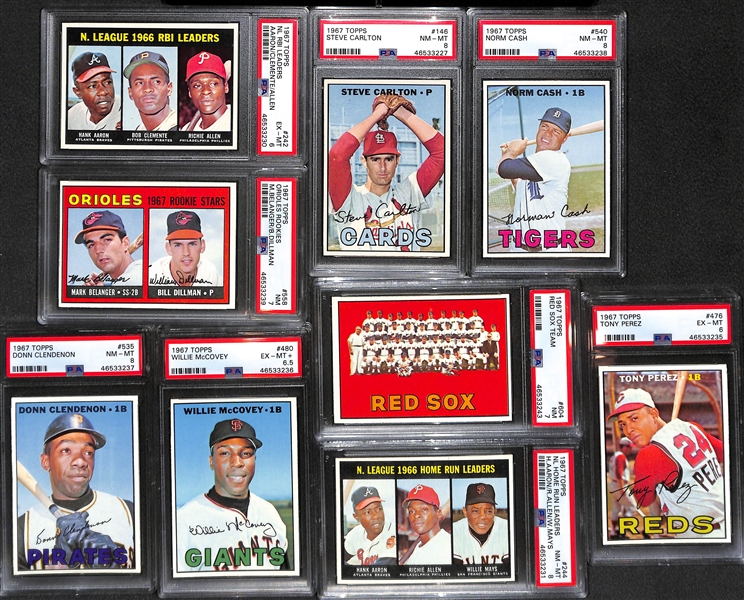 High-Quality 1967 Topps Set (Missing 10 Cards Above) - Mostly Pack-Fresh Cards - Include 9 PSA Graded Cards