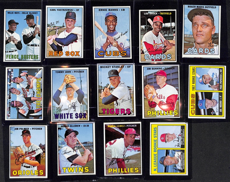 High-Quality 1967 Topps Set (Missing 10 Cards Above) - Mostly Pack-Fresh Cards - Include 9 PSA Graded Cards