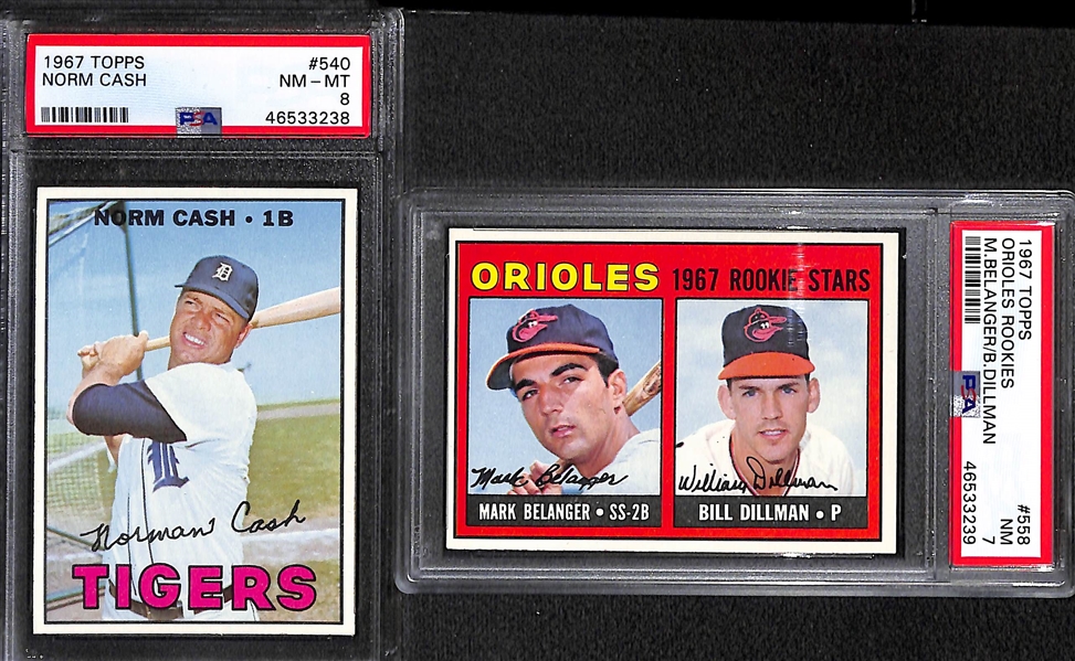 High-Quality 1967 Topps Set (Missing 10 Cards Above) - Mostly Pack-Fresh Cards - Include 9 PSA Graded Cards