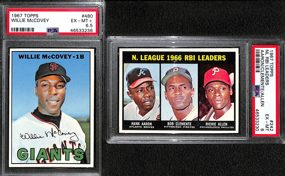 High-Quality 1967 Topps Set (Missing 10 Cards Above) - Mostly Pack-Fresh Cards - Include 9 PSA Graded Cards