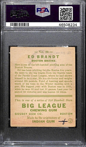 1933 Goudey Ed Brandt #50 PSA 4 MK (Autograph Grade 8) - Pop 1 (Highest Grade - Only 3 Have Been Authenticated by PSA/DNA)  - d. 1973