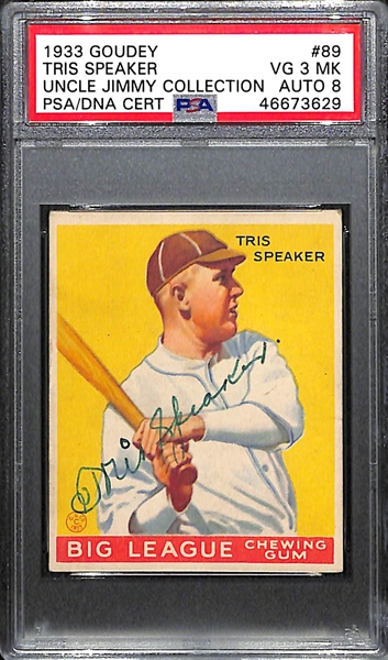 1933 Goudey Tris Speaker #89 PSA 3 MK (Autograph Grade 8) - 1 of Only 3 PSA Graded Examples - d. 1958 