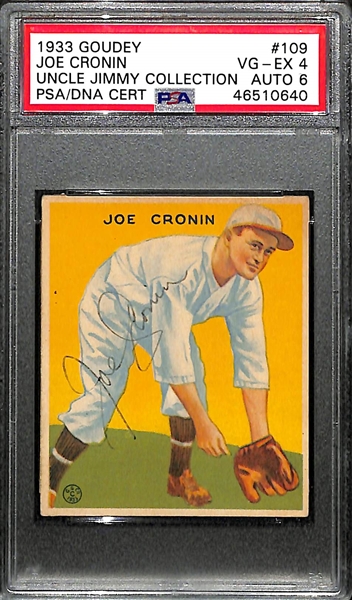 1933 Goudey Joe Cronin #109 PSA 4 (Autograph Grade 6) - Only 1 Graded Higher - Only 9 PSA Graded Examples - d. 1984 