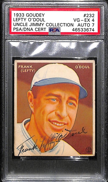 1933 Goudey Lefty O'Doul #232 PSA 4 (Autograph Grade 7) - Pop 1 (Highest Grade of 5 PSA Examples!), d. 1969