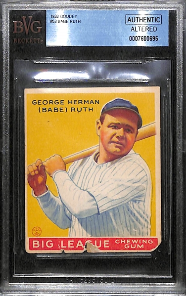 1933 Goudey Babe Ruth #53 (Batting) Graded Beckett BVG Authentic                                                                                                                               