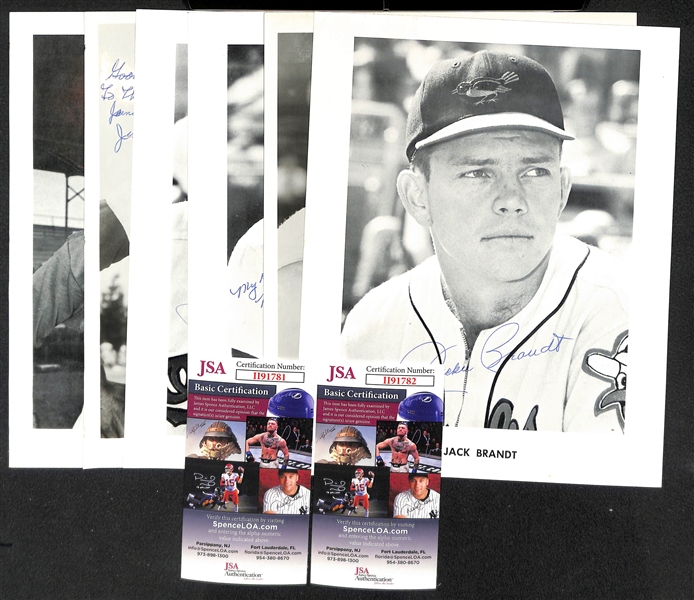 Lot of (6) Signed 1960s Baseball Signed Photos - Gilliam, B. Robinson, Bauer, Brandt, Barber, Colavito 