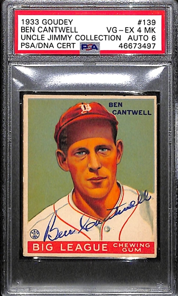 1933 Goudey Ben Cantwell #139 PSA 4 MK (Autograph Grade 6) - Only 5 PSA Graded Examples Exist, No Others Above 2.5,  d. 1962