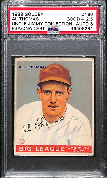 1933 Goudey Al Thomas #169 PSA 2.5 (Autograph Grade 8) - Only 1 Graded Higher of 8 PSA Examples! d. 1988