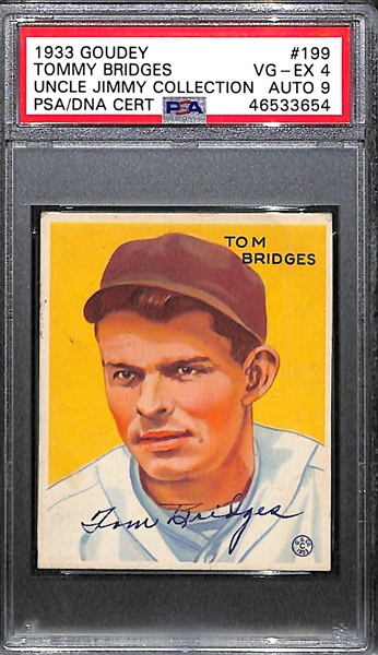 1933 Goudey Tommy Bridges #199 PSA 4 (Autograph Grade 9) - Pop 1 (Highest Grade of 3 PSA Examples and Only Non-Authentic!), d. 1968