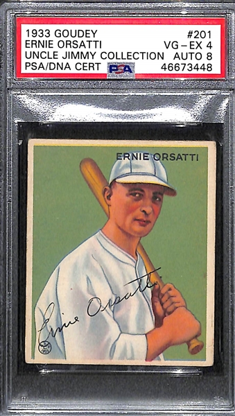1933 Goudey Ernie Orsatti #201 PSA 4 (Autograph Grade 8) - Pop 2 - None Graded Higher, Only 5 PSA Examples! d. 1968