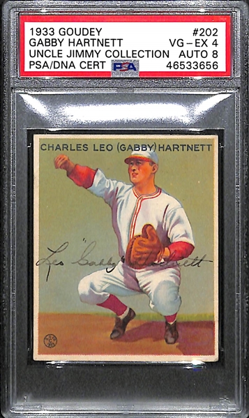 1933 Goudey Gabby Hartnett (HOF) #202 PSA 4 (Autograph Grade 8) - Pop 1 (Highest Grade of 6 PSA Examples!), d. 1972