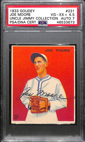 1933 Goudey Joe Jo Jo Moore #231 PSA 4.5 (Autograph Grade 7), d. 2001
