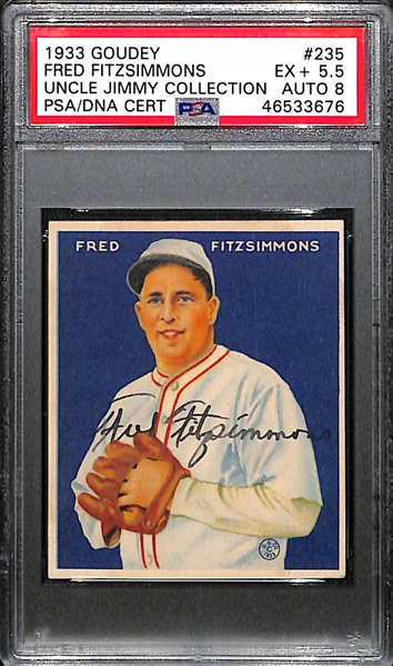 1933 Goudey Fred Fitzsimmons #235 PSA 5.5 (Autograph Grade 8) - Pop 1 (Highest Grade of 7 PSA Examples!), d. 1979