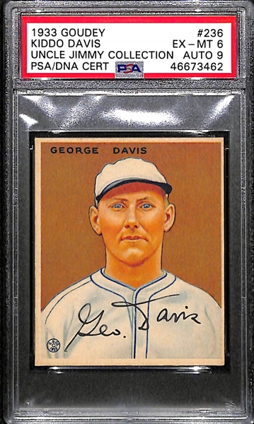 1933 Goudey George Kiddo Davis #236 PSA 6 (Autograph Grade 9) - Pop 1 (Highest Grade of 11 PSA Examples!), d. 1983