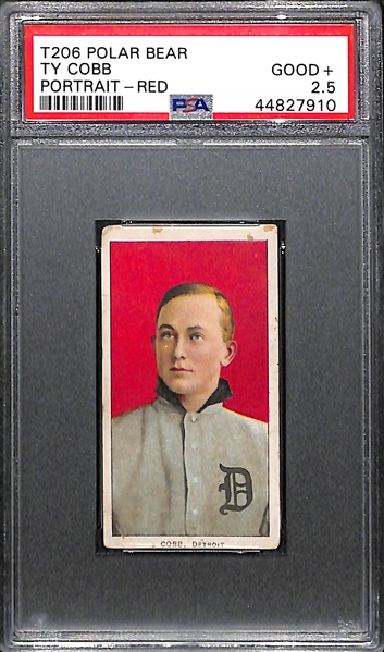 1909-11 T206 Ty Cobb Red Portrait Tobacco Card (Polar Bear Back) Graded PSA 2.5