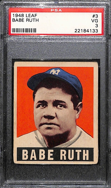 1948 Leaf Babe Ruth #3 Graded PSA 3 