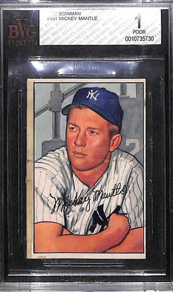 1952 Bowman Mickey Mantle #101 Graded BVG 1