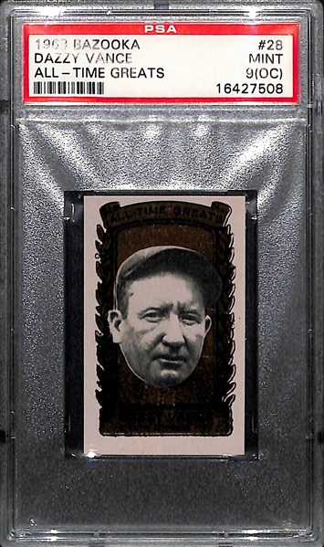 1963 Bazooka Dazzy Vance #28 Graded PSA 9(OC) Mint