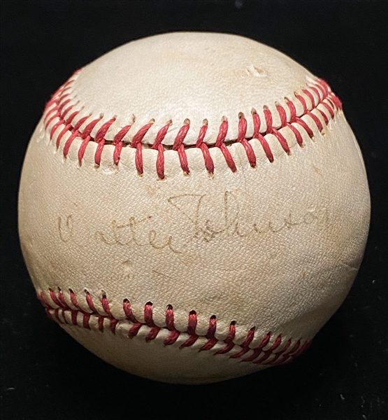 Walter Johnson Single-Signed Baseball on Sweet Spot - PSA/DNA LOA