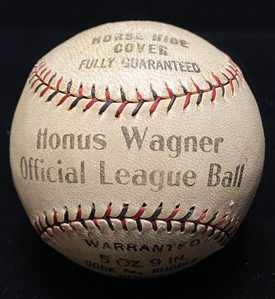 Honus Wagner Single-Signed Baseball on a 1920s Honus Wagner Brand Official League Baseball (Inscribed w/ Oct 9 - 28) - Full PSA/DNA LOA